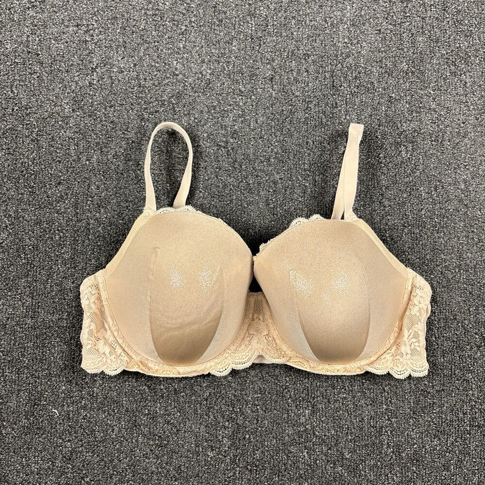 Victoria Secret Bra Women Beige Dream Angels Lined Demi Lace Size 38DD